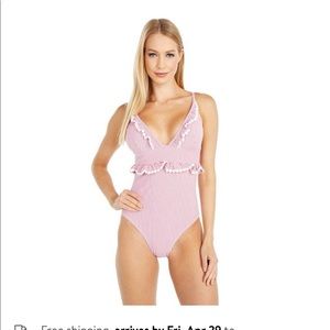 J Crew  seersucker womens one piece swim suit